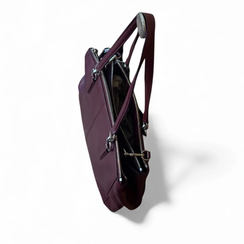 Coach Christie Carryall Burgundy Crossgrain Leather COA